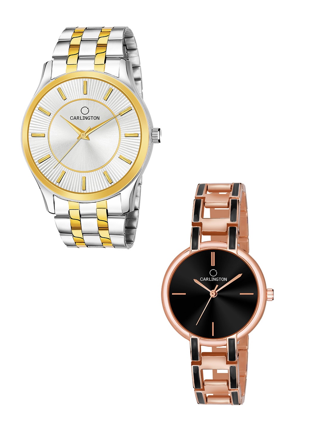 CARLINGTON His and Her Bracelet Style Analogue Watches - Combo CT-6220SS - CK Black, Silver
CARLINGTON His and Her Bracelet Style Analogue Watches - Combo CT-6220SS - CK Black, Silver