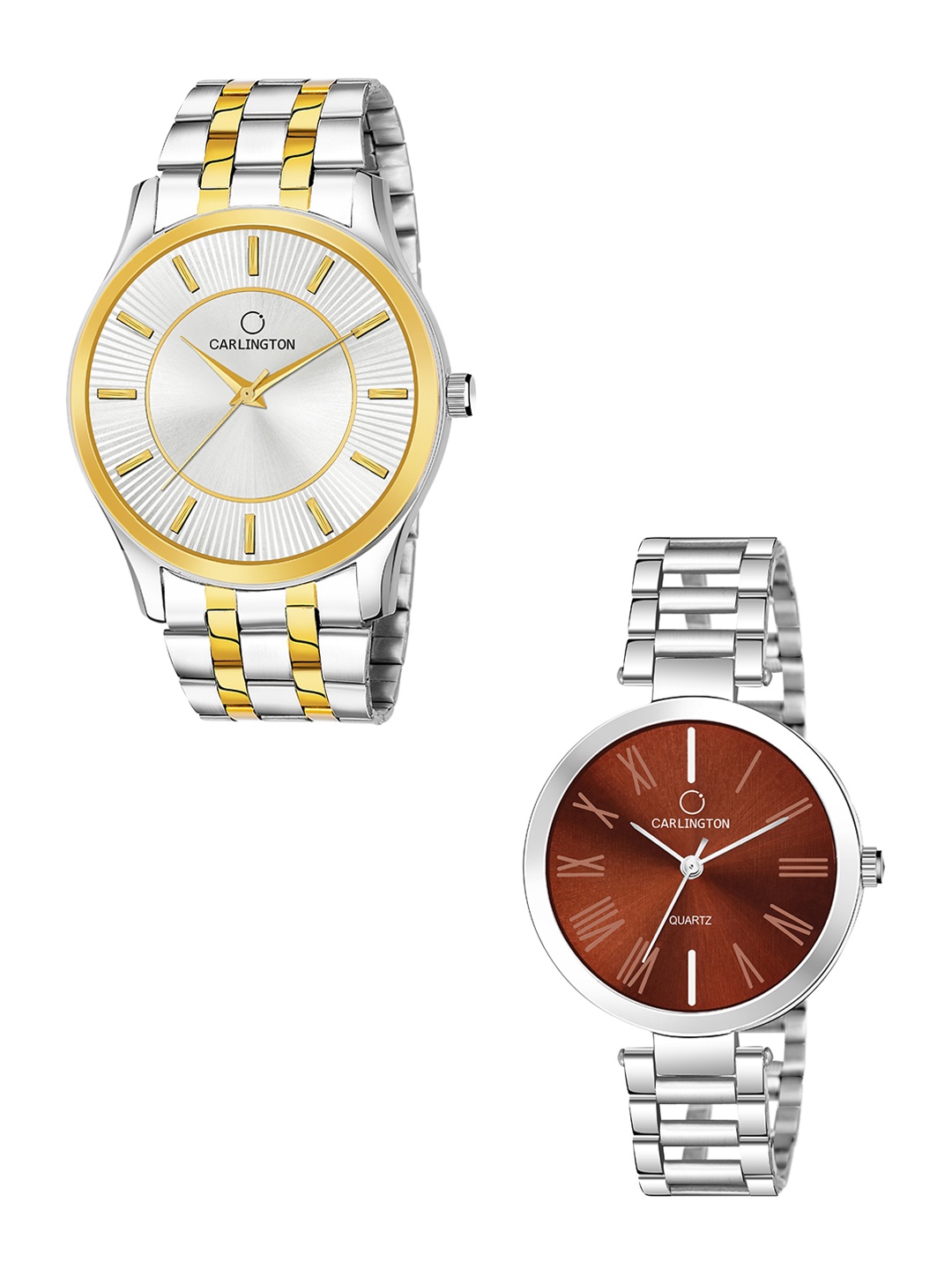 CARLINGTON 2 Brass Dial & Silver Toned Bracelet Style Straps Analogue Watches CT-6220SS
CARLINGTON 2 Brass Dial & Silver Toned Bracelet Style Straps Analogue Watches CT-6220SS