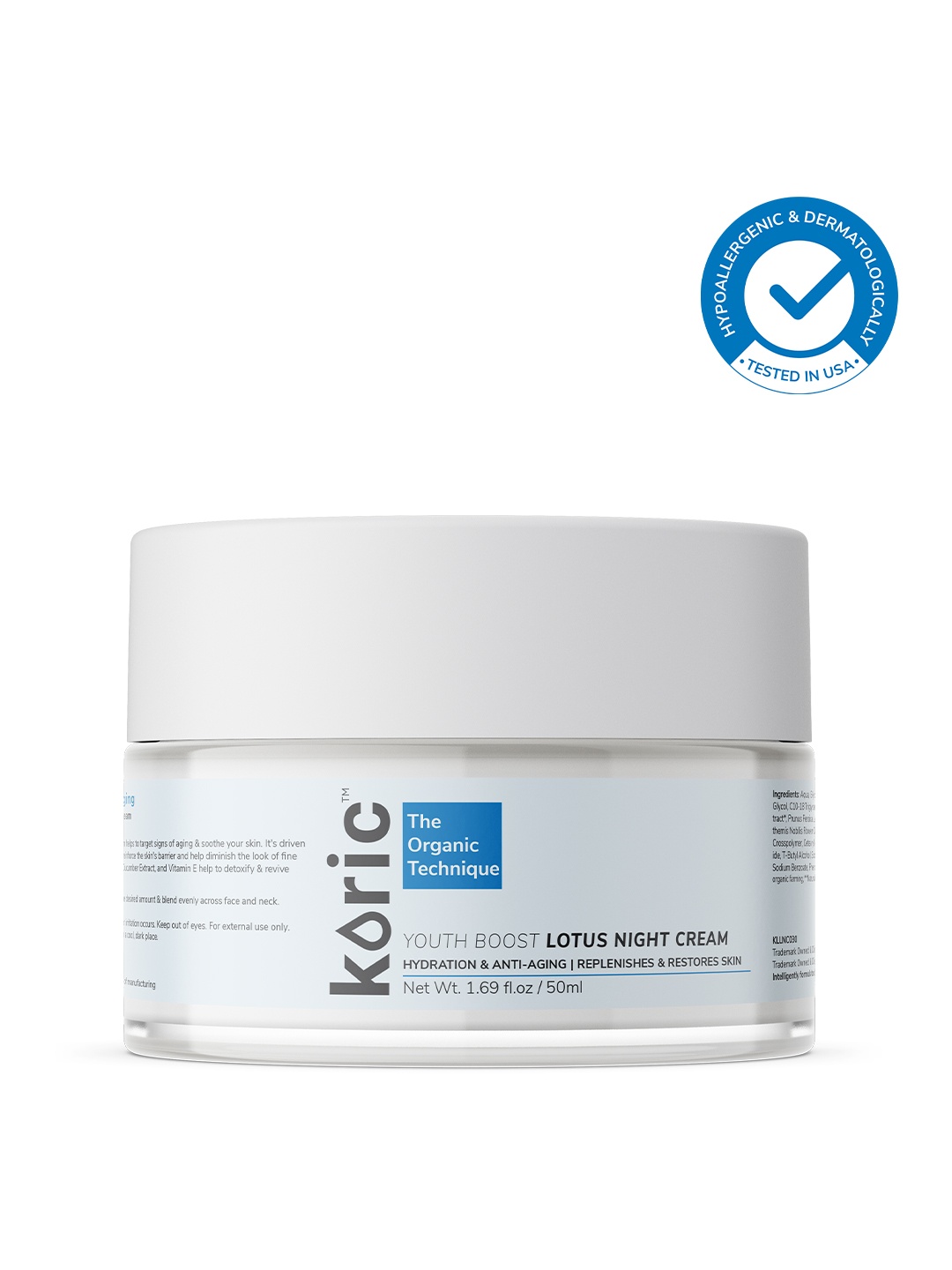 Koric Youth Boost Lotus Night Cream with 0.5% Vitamin E & Lemon Peel Oil 50 ml, White
Koric Youth Boost Lotus Night Cream with 0.5% Vitamin E & Lemon Peel Oil 50 ml, White