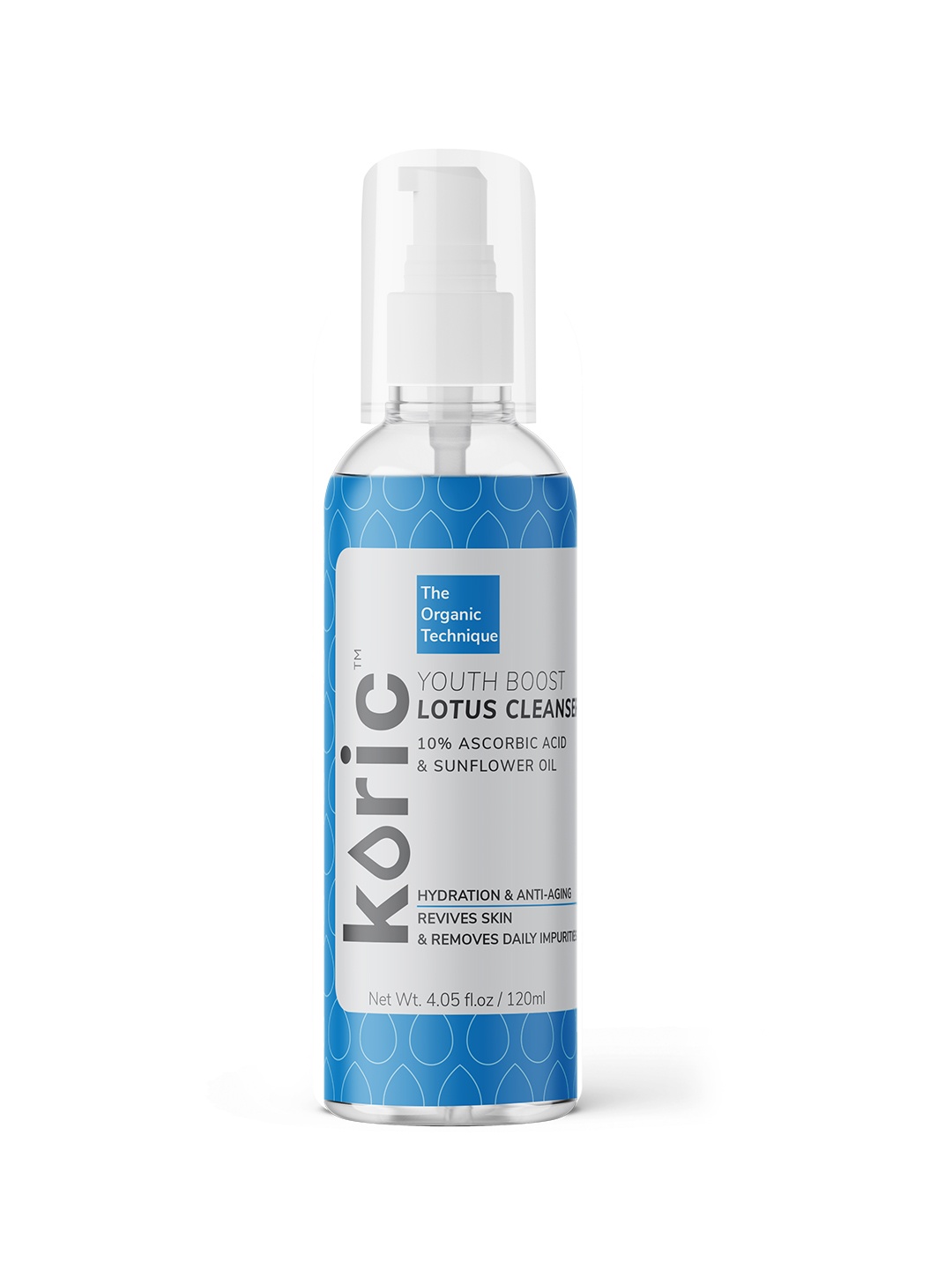 Koric Youth Boost Lotus Face Cleanser with 10% Ascorbic Acid & Sunflower Oil 120 ml, Blue
Koric Youth Boost Lotus Face Cleanser with 10% Ascorbic Acid & Sunflower Oil 120 ml, Blue