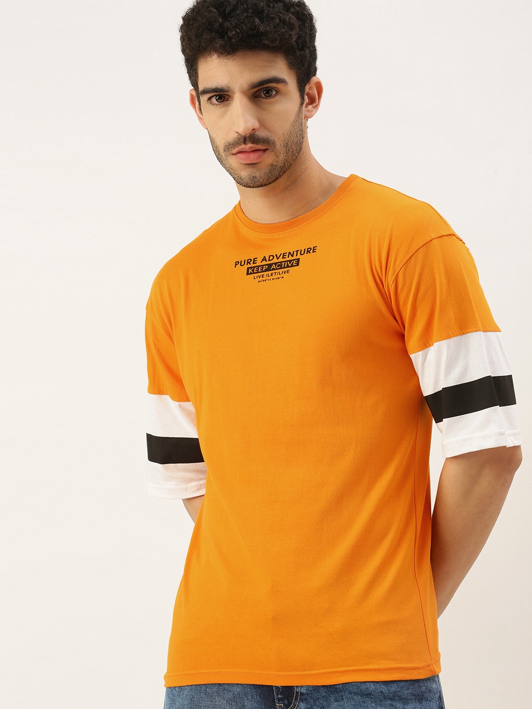Maniac Men Yellow Boxy Pure Cotton T-shirt