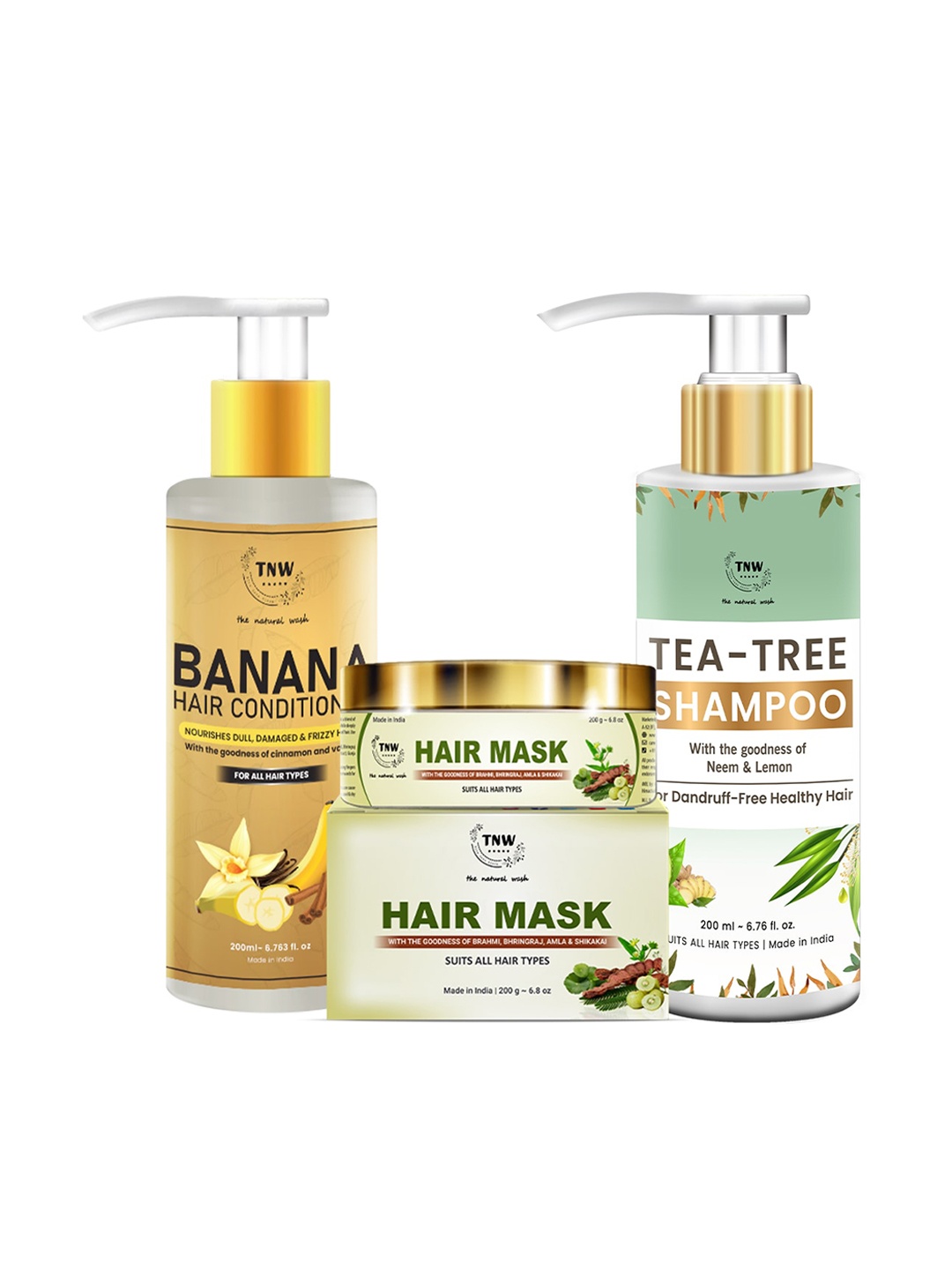 TNW the natural wash Set of 3 Tea Tree Shampoo - Banana Conditioner & Amla Hair Mask, White
TNW the natural wash Set of 3 Tea Tree Shampoo - Banana Conditioner & Amla Hair Mask, White