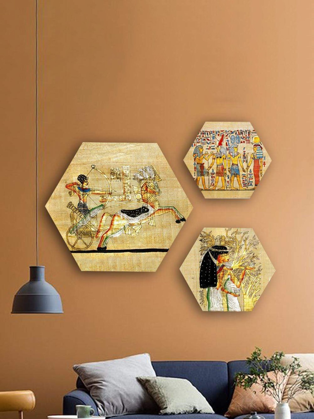 THE ARTMENT Set of 2 Multicoloured Life of Pharaohs Hexagonal Canvas Wall Arts, Multi
THE ARTMENT Set of 2 Multicoloured Life of Pharaohs Hexagonal Canvas Wall Arts, Multi
