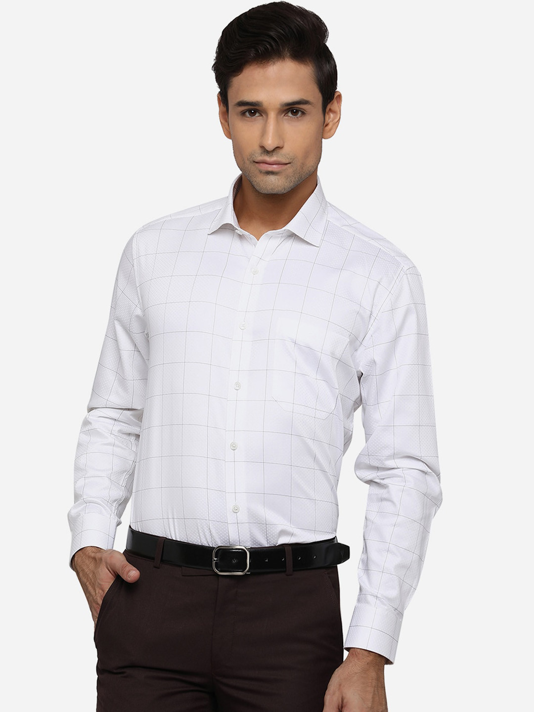 JADE BLUE Men White Classic Windowpane Checks Opaque Checked Cotton Formal Shirt
JADE BLUE Men White Classic Windowpane Checks Opaque Checked Cotton Formal Shirt