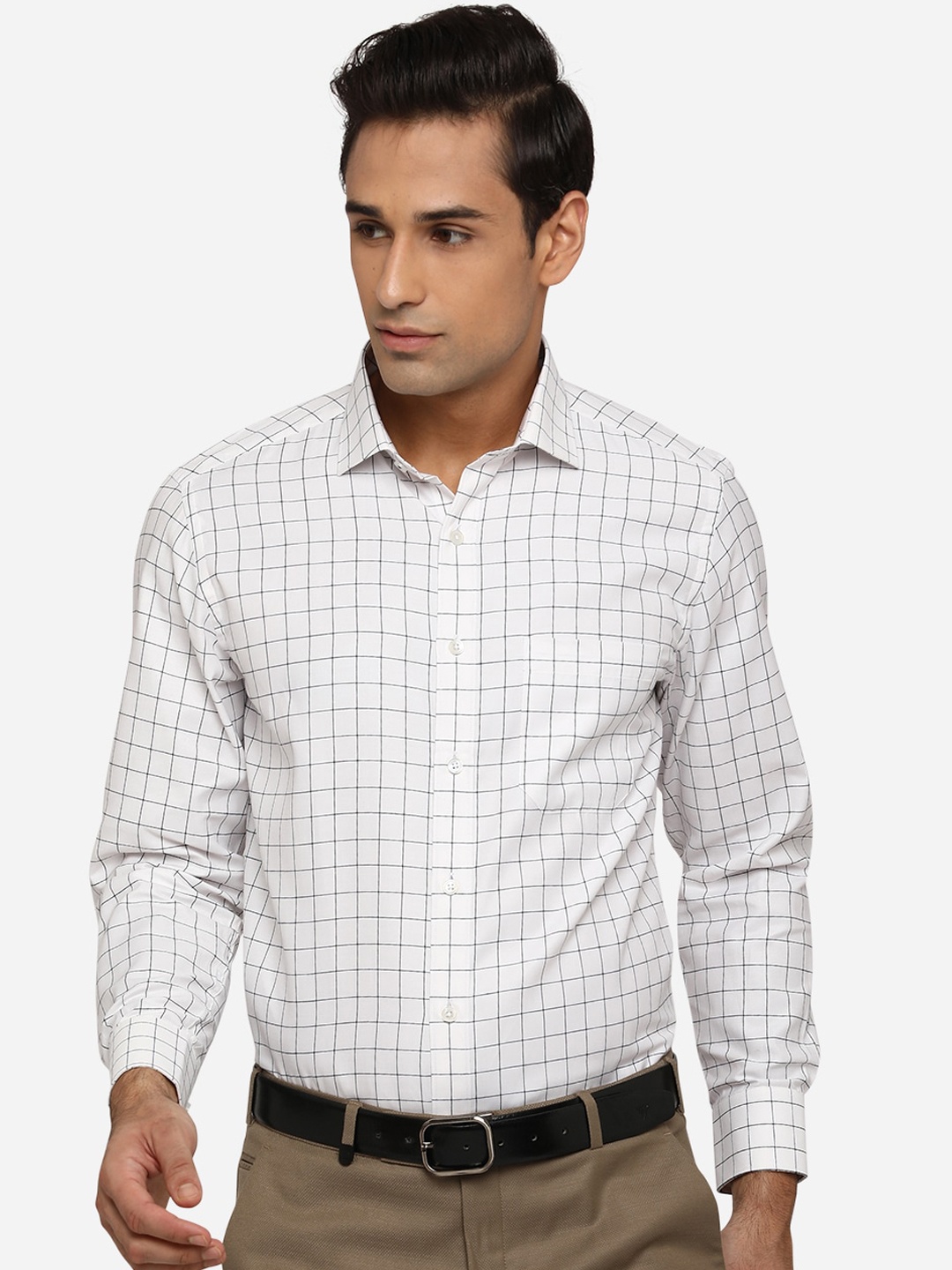 Greenfibre Men White Classic Slim Fit Grid Tattersall Checks Opaque Checked Formal Shirt
Greenfibre Men White Classic Slim Fit Grid Tattersall Checks Opaque Checked Formal Shirt
