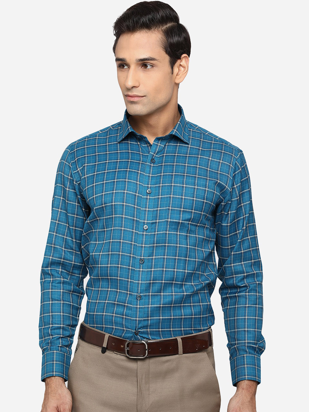 Greenfibre Men Classic Slim Fit Opaque Checked Formal Shirt, Teal
Greenfibre Men Classic Slim Fit Opaque Checked Formal Shirt, Teal
