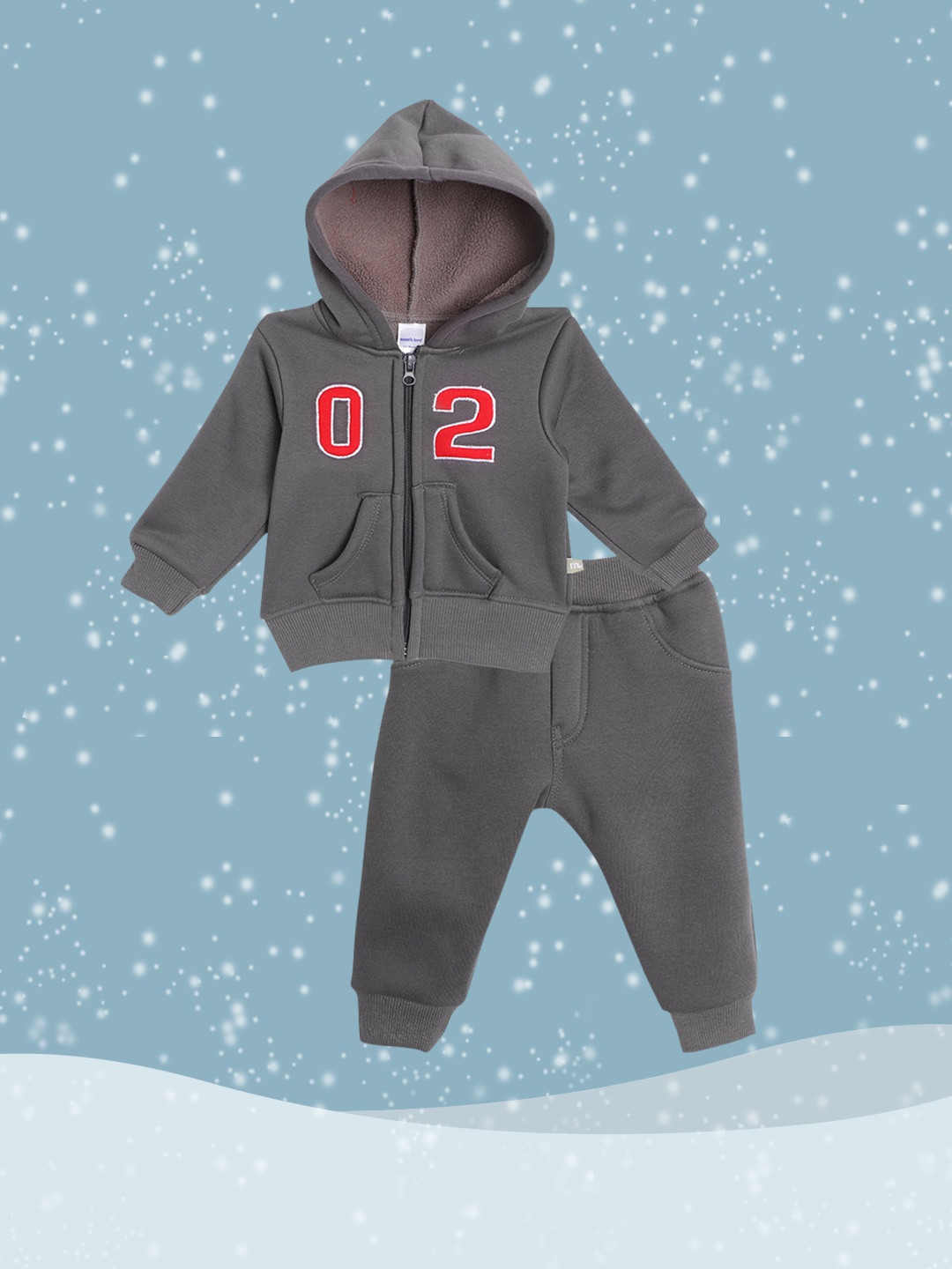 Moms Love Infant Boys Charcoal Grey & Red Cotton Numeric Hooded Sweatshirt with Pyjamas
Moms Love Infant Boys Charcoal Grey & Red Cotton Numeric Hooded Sweatshirt with Pyjamas