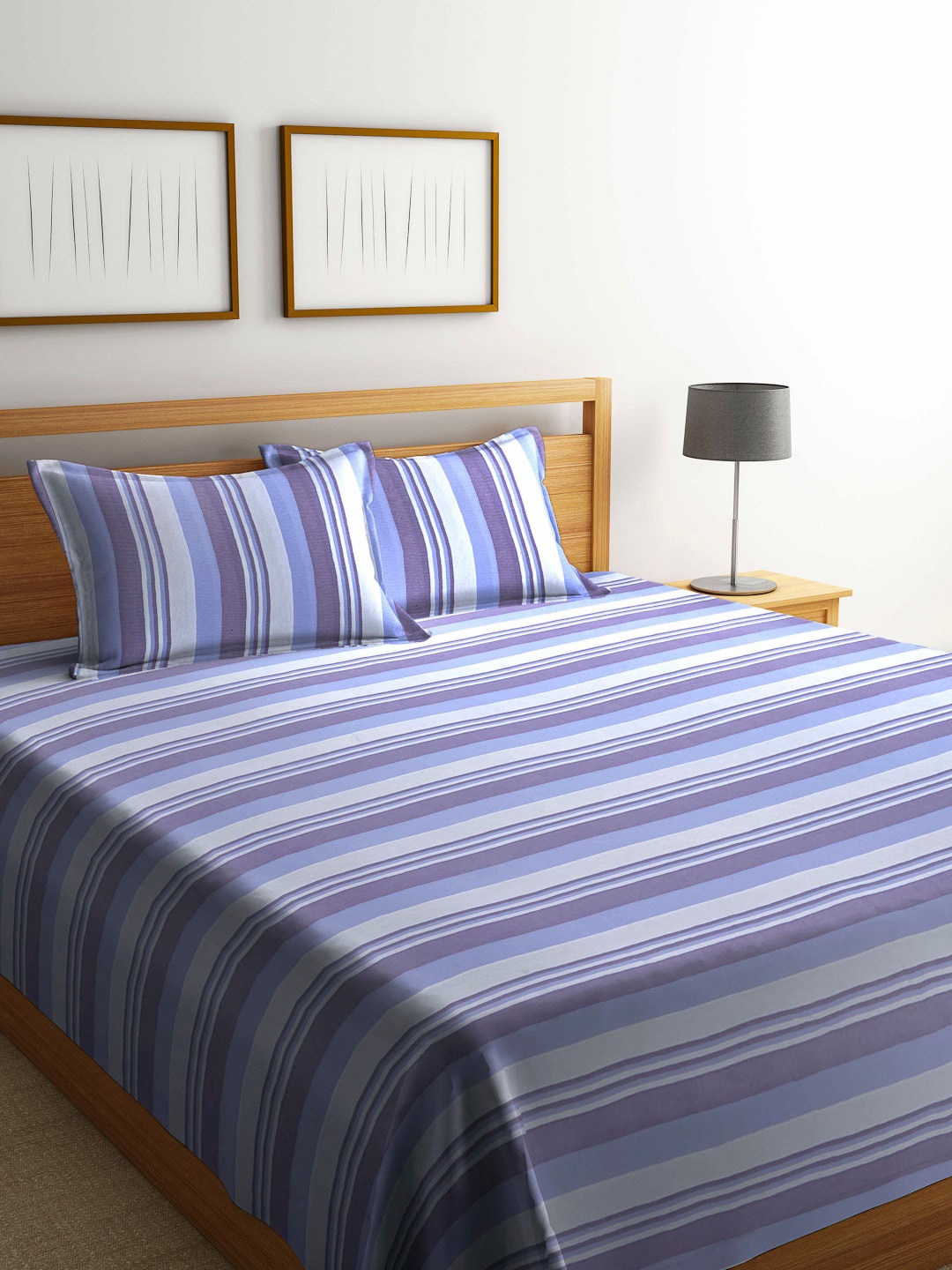 KLOTTHE Blue & Purple Striped Double King Size Pure Cotton Bedcover With 2 Pillow Covers
KLOTTHE Blue & Purple Striped Double King Size Pure Cotton Bedcover With 2 Pillow Covers