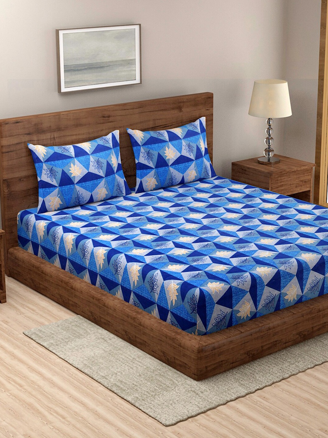 Niamh by Tag 7 Blue & Green Geometric 144 TC Cotton King Bedsheet with 2 Pillow Covers
Niamh by Tag 7 Blue & Green Geometric 144 TC Cotton King Bedsheet with 2 Pillow Covers