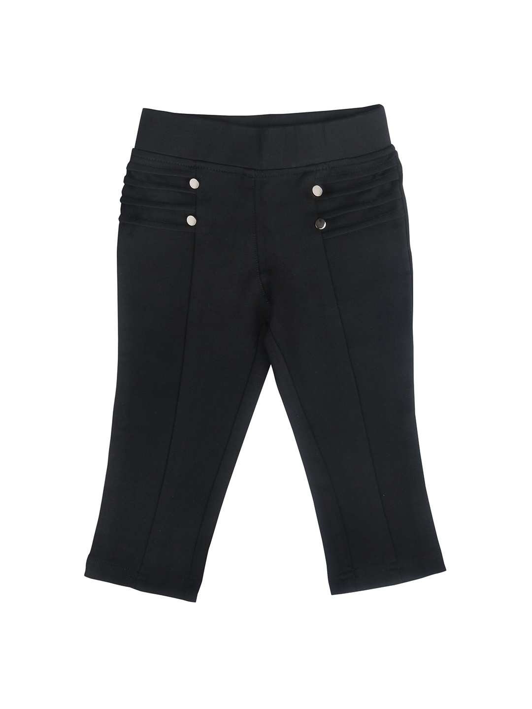 Tiny Girl Girls Black Solid Regular Fit Capris