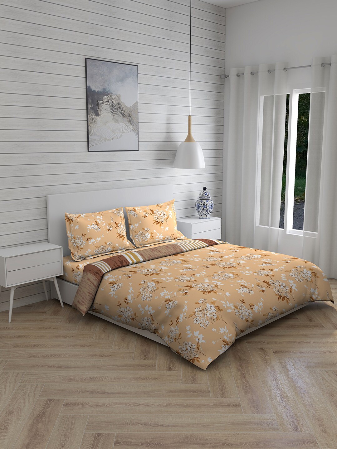Boutique Living India Beige & White Floral Printed Pure Cotton Double King Bedding Set
Boutique Living India Beige & White Floral Printed Pure Cotton Double King Bedding Set