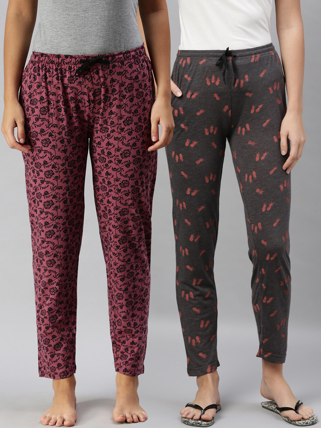 Kryptic Women Pack of 2 Grey Melange & Maroon Cotton Pyjamas
Kryptic Women Pack of 2 Grey Melange & Maroon Cotton Pyjamas