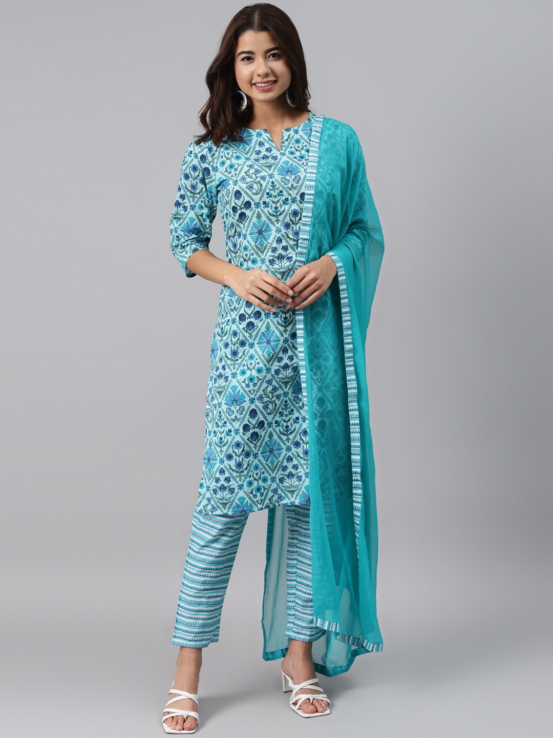 Gerua By Libas Women Blue Ethnic Motifs Printed Regular Pure Cotton Kurta with Trousers Dupatta
Gerua By Libas Women Blue Ethnic Motifs Printed Regular Pure Cotton Kurta with Trousers Dupatta