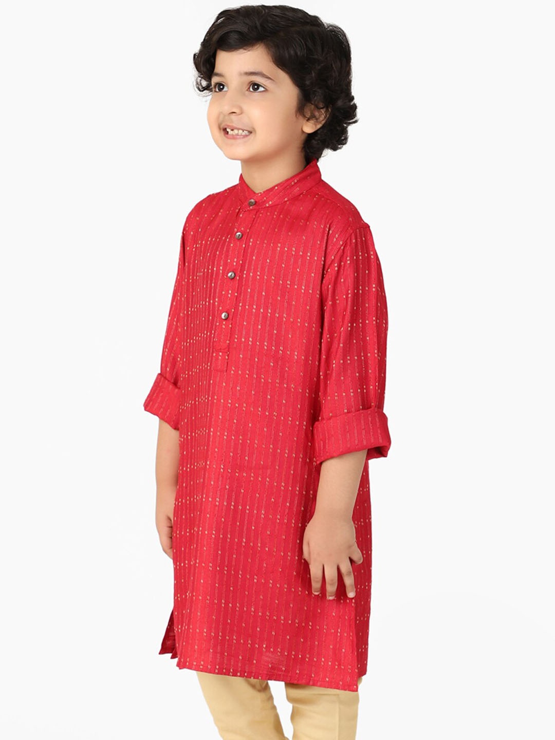 Fabindia Boys Red Flared Sleeves Kurta