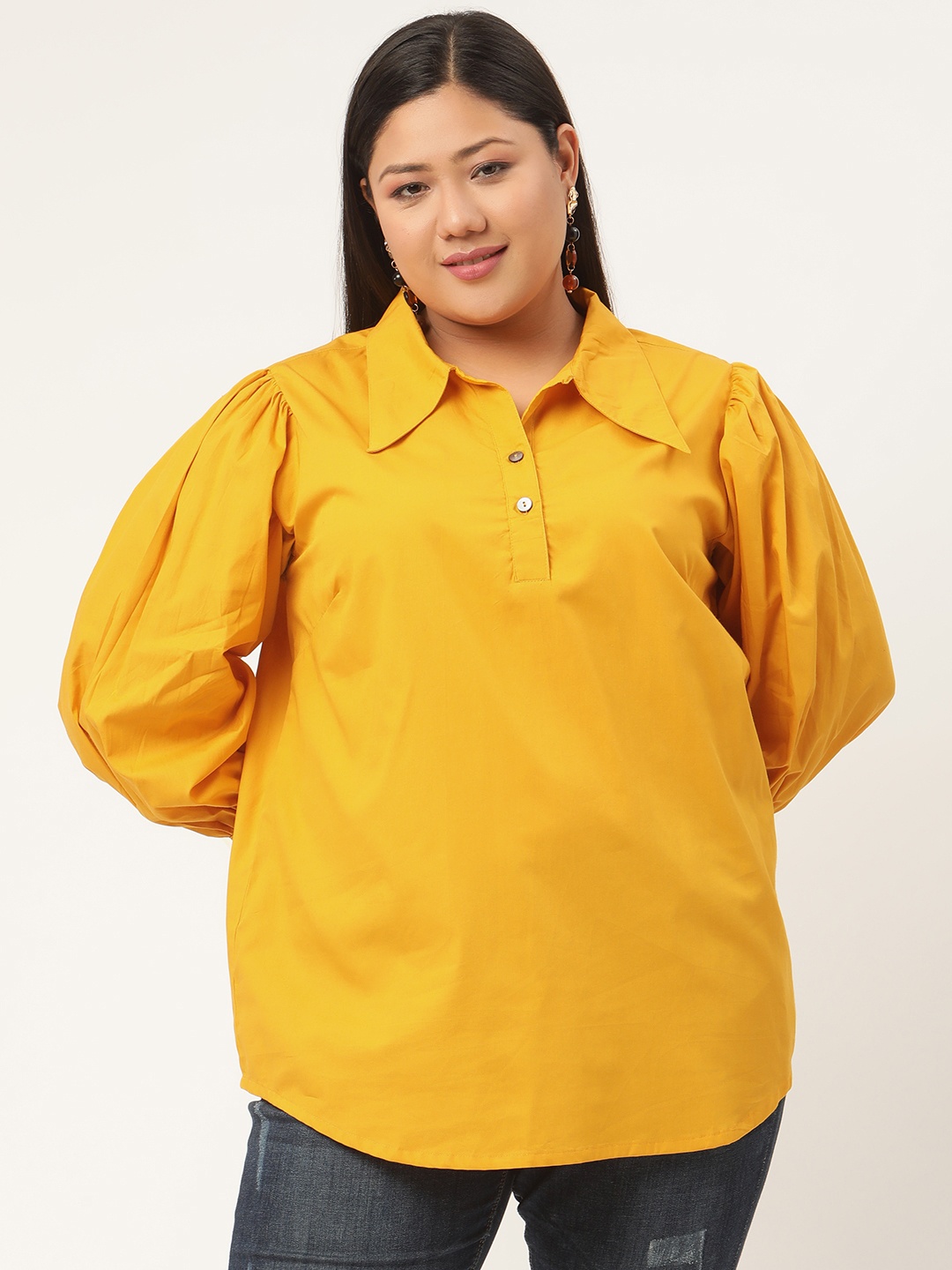 Revolution Mustard Yellow Shirt Style Plus Size Top