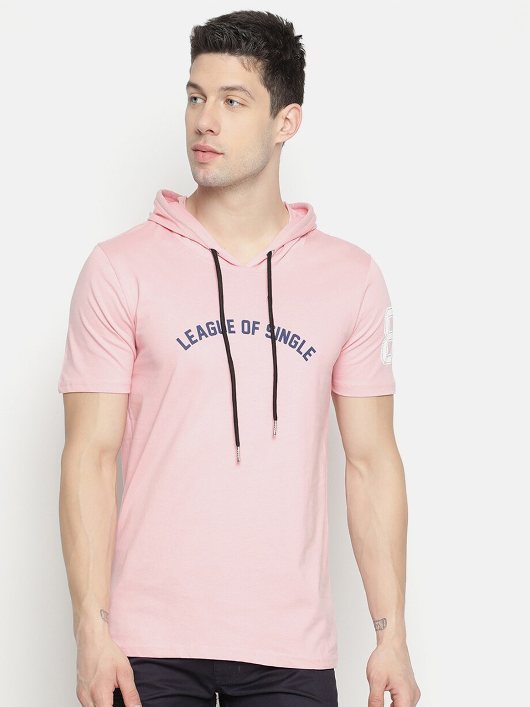 V2 Value & Variety Men Pink Typography V-Neck T-shirt