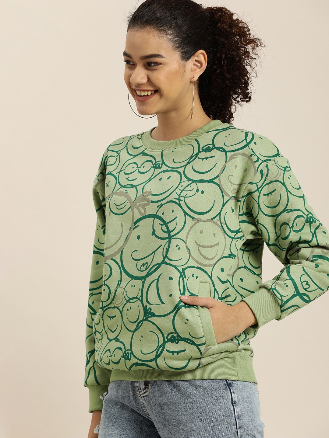 Difference of Opinion Women Green Humour & Comic Printed Oversized Cotton Sweatshirt
Difference of Opinion Women Green Humour & Comic Printed Oversized Cotton Sweatshirt