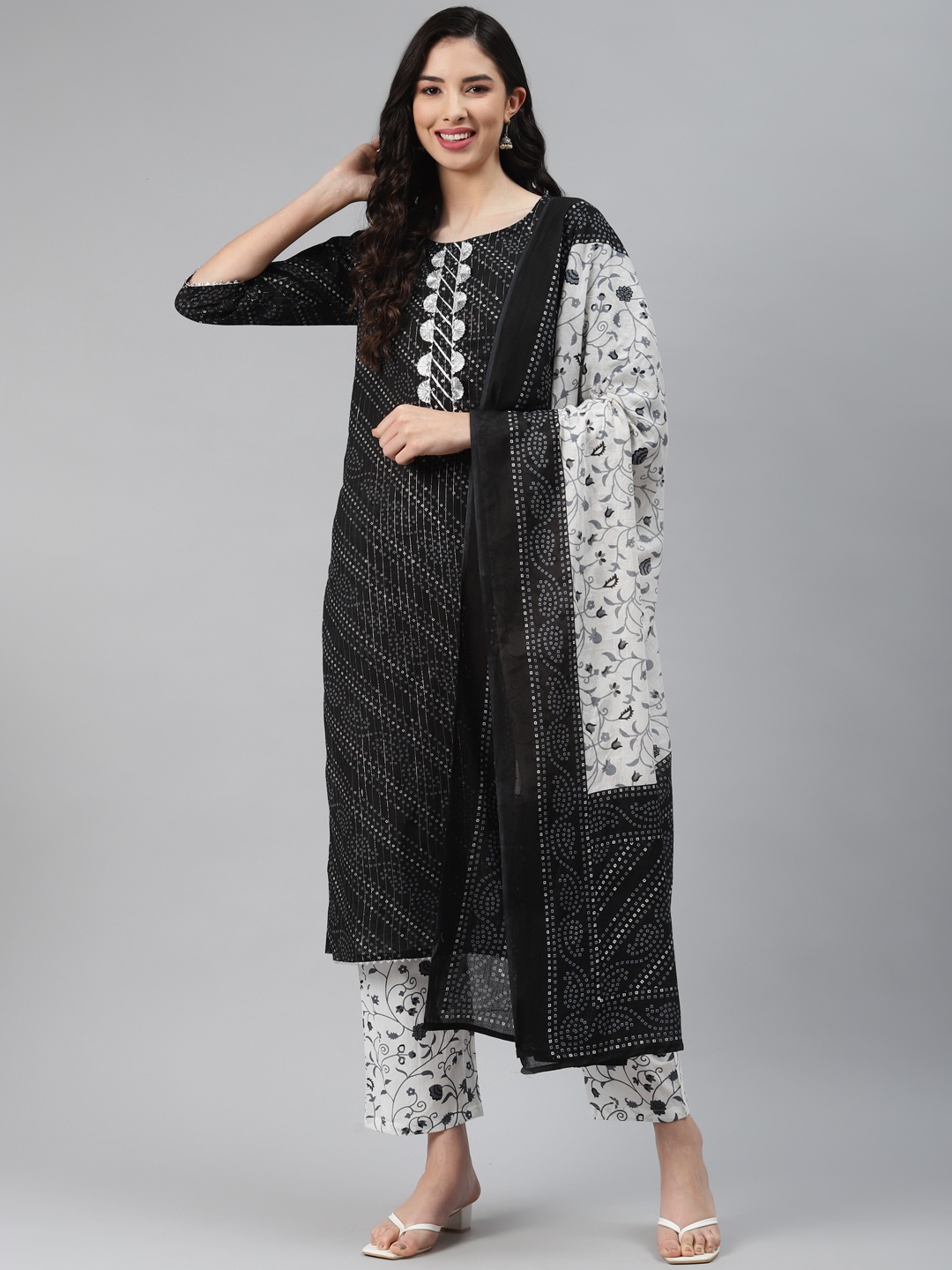Silai Bunai Women Black Ethnic Motifs Printed Regular Gotta Patti Pure Cotton Kurta Set
Silai Bunai Women Black Ethnic Motifs Printed Regular Gotta Patti Pure Cotton Kurta Set
