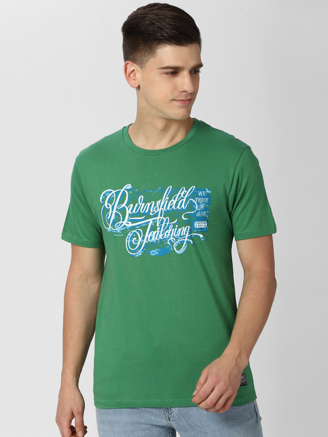 Peter England Casuals Men Green Printed Cotton T-shirt 
Peter England Casuals Men Green Printed Cotton T-shirt