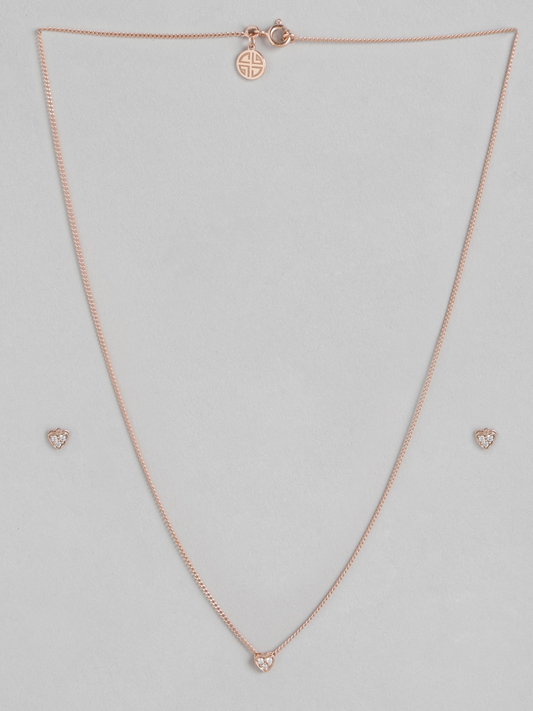 Carlton London Rose Gold-Plated Cubic Zirconia Studded Handcrafted Necklace with Earrings
Carlton London Rose Gold-Plated Cubic Zirconia Studded Handcrafted Necklace with Earrings