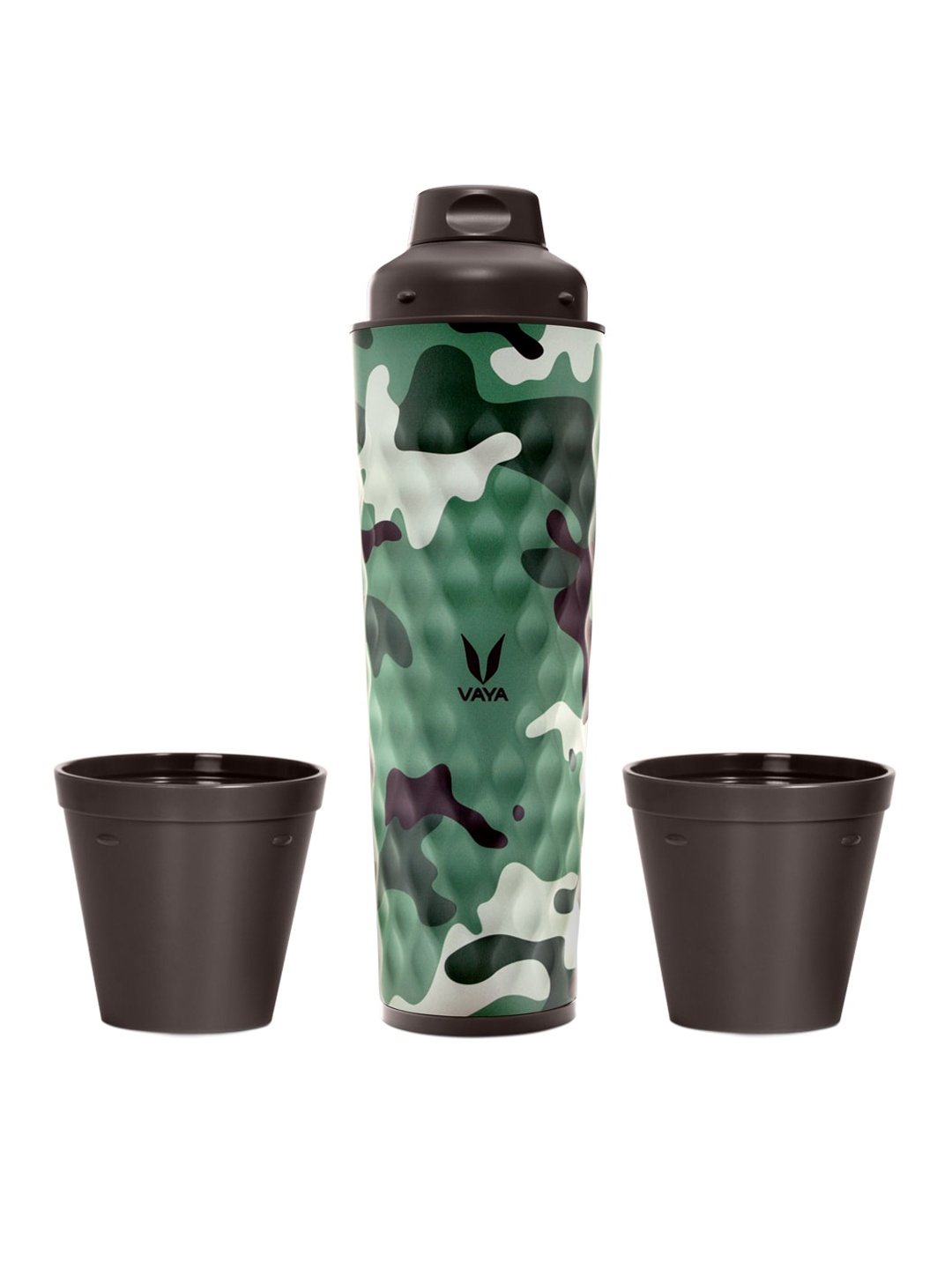 Vaya Green & White Camouflage Stainless Steel Water Bottle With Gulper Lid & 2 Cups 600ml
Vaya Green & White Camouflage Stainless Steel Water Bottle With Gulper Lid & 2 Cups 600ml