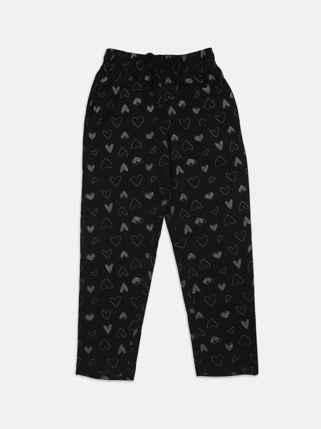 Nins Moda Girls Black & Grey Printed Track Pants