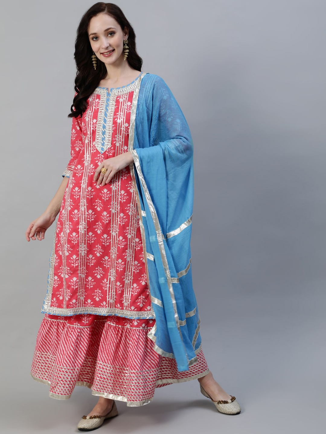 Ishin Women Pink Printed Regular Gotta Patti Pure Cotton Kurta with Sharara & With Dupatta
Ishin Women Pink Printed Regular Gotta Patti Pure Cotton Kurta with Sharara & With Dupatta