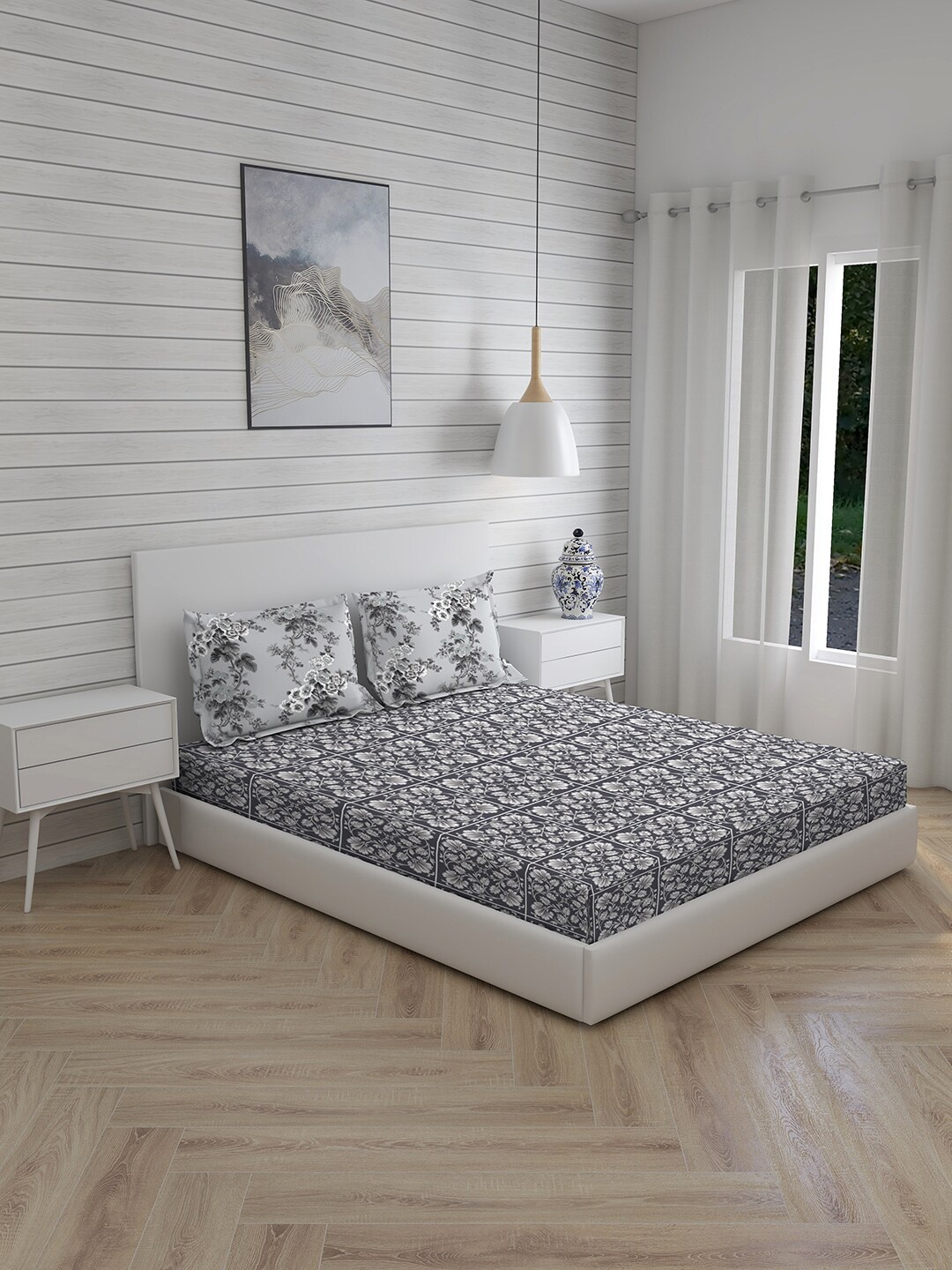 Boutique Living India Charcoal & White Floral 144 TC King Bedsheet with 2 Pillow Covers
Boutique Living India Charcoal & White Floral 144 TC King Bedsheet with 2 Pillow Covers