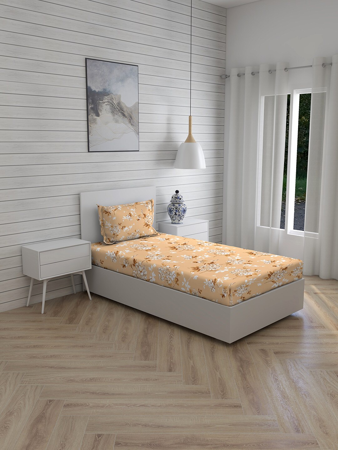 Boutique Living India Beige Floral 144 TC Cotton Single Bedsheets with 1 Pillow Cover
Boutique Living India Beige Floral 144 TC Cotton Single Bedsheets with 1 Pillow Cover