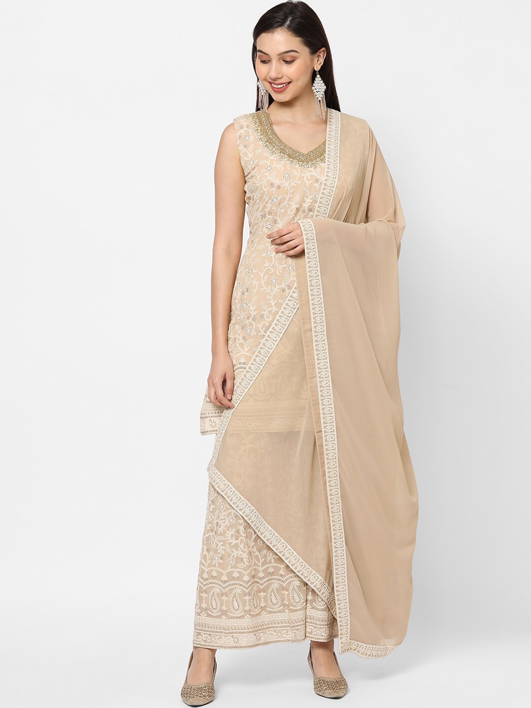 RedRound Women Beige Floral Embroidered Regular Thread Work Kurta with Palazzos & With Dupatta
RedRound Women Beige Floral Embroidered Regular Thread Work Kurta with Palazzos & With Dupatta