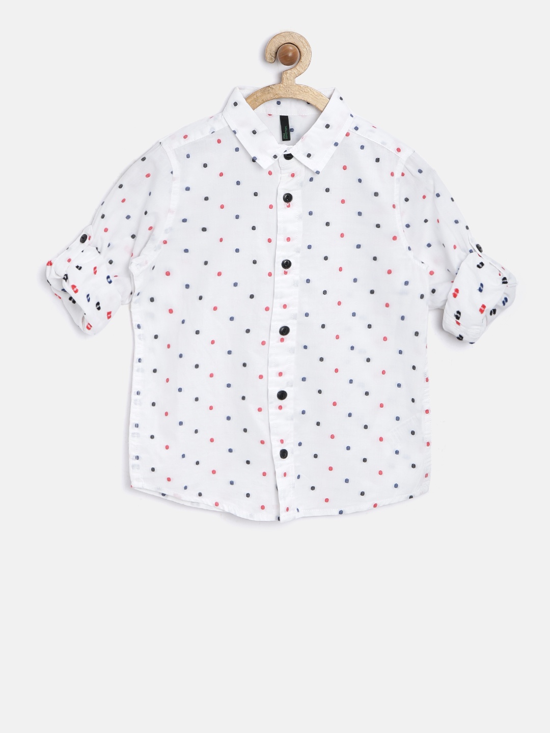 United Colors of Benetton Boys White Printed Casual Shirt