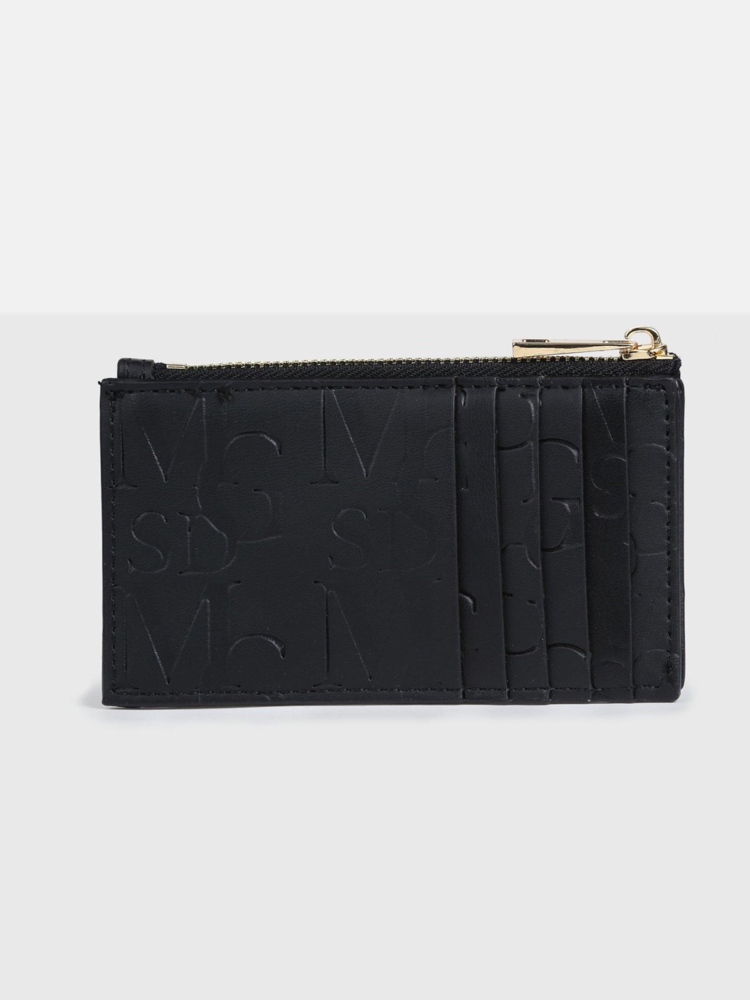 Missguided Women Black Typography Textured PU Zip Around Wallet