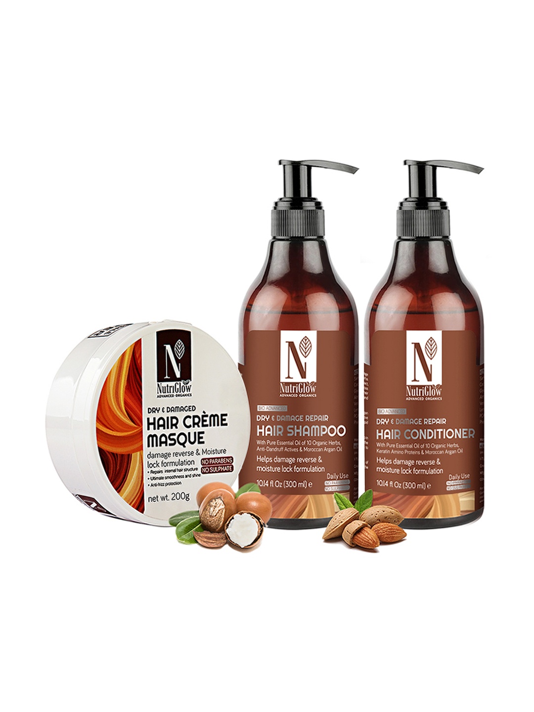 NutriGlow Advanced Organics Dry Damaged Hair Creme Masque, Hair Shampoo & Conditioner, Multi
NutriGlow Advanced Organics Dry Damaged Hair Creme Masque, Hair Shampoo & Conditioner, Multi