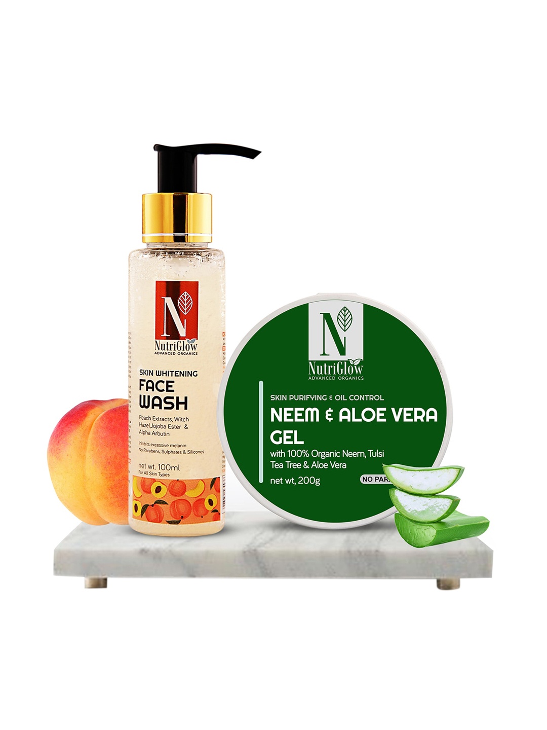 Nutriglow Advanced Organics Skin Whitening Face Wash-100ml &Neem & Aloe Vera Gel-200gm, Multi
Nutriglow Advanced Organics Skin Whitening Face Wash-100ml &Neem & Aloe Vera Gel-200gm, Multi