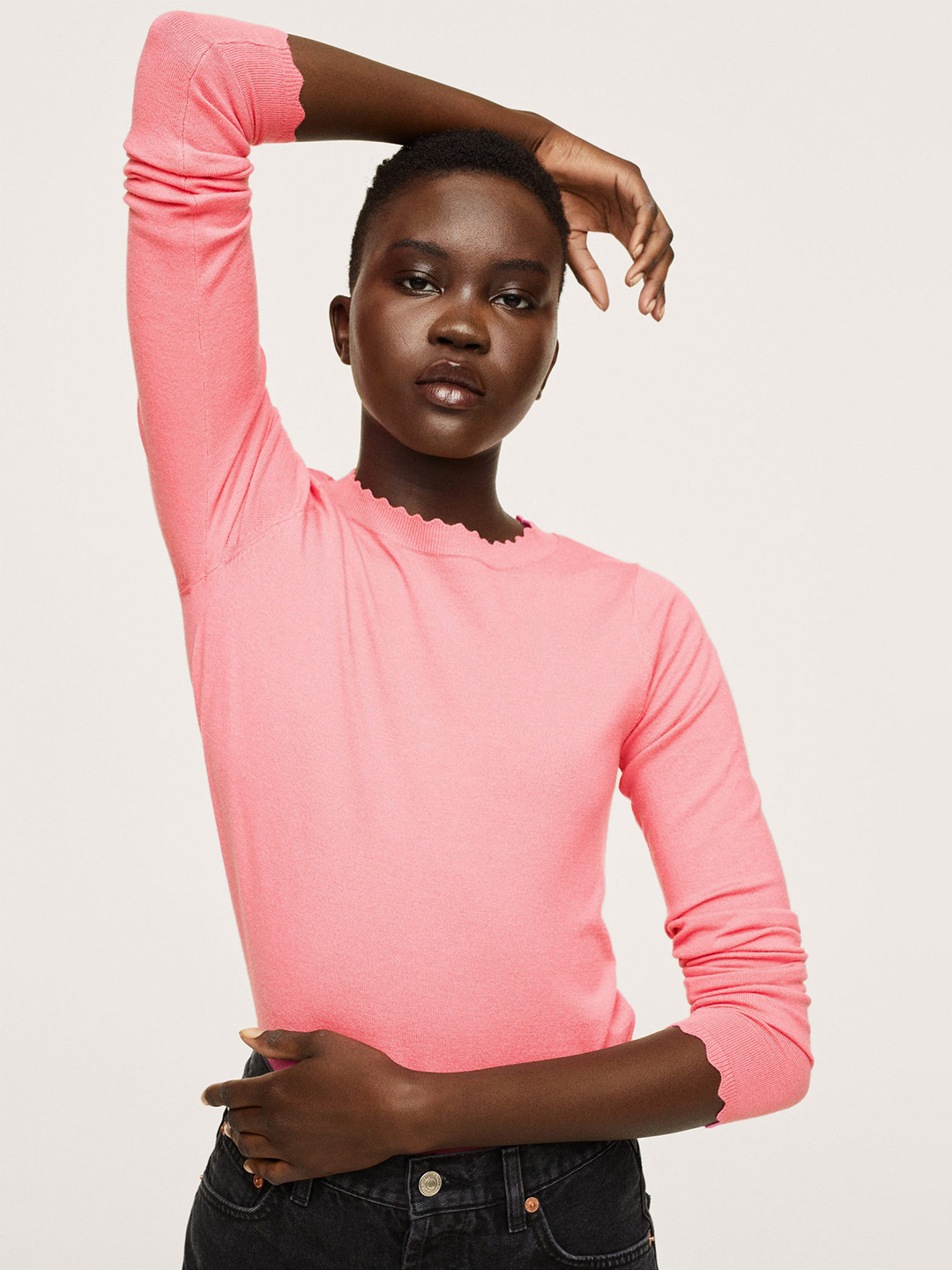 MANGO Women Pink Solid Ribbed Neck Pullover 
MANGO Women Pink Solid Ribbed Neck Pullover