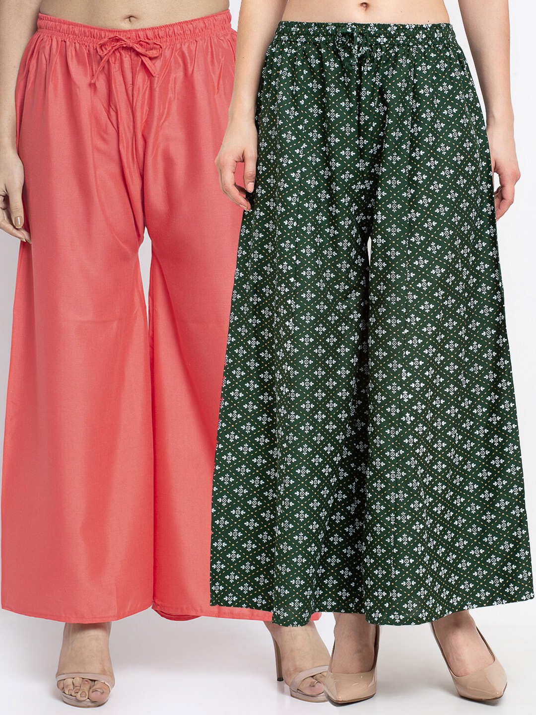 GRACIT Women Pack of 2 Coral & Black Ethnic Motifs Printed Flared Knitted Ethnic Palazzos
GRACIT Women Pack of 2 Coral & Black Ethnic Motifs Printed Flared Knitted Ethnic Palazzos