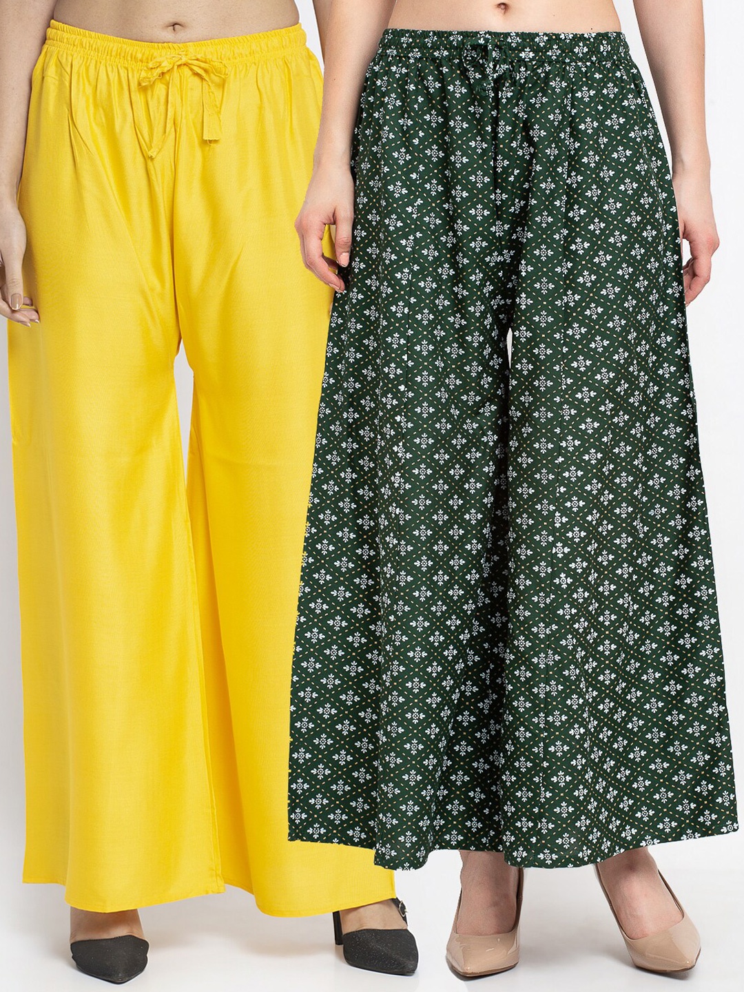 GRACIT Women Pack of 2 Yellow & Green Ethnic Motifs Printed Flared Knitted Ethnic Palazzos
GRACIT Women Pack of 2 Yellow & Green Ethnic Motifs Printed Flared Knitted Ethnic Palazzos