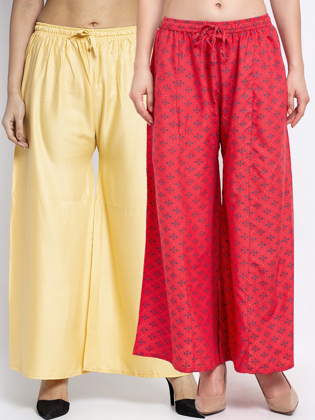GRACIT Women Beige & Red Pack Of 2 Floral Printed Flared Knitted Ethnic Palazzos
GRACIT Women Beige & Red Pack Of 2 Floral Printed Flared Knitted Ethnic Palazzos