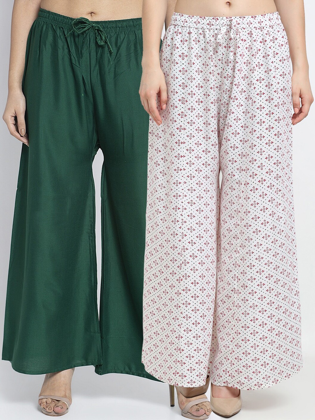 GRACIT Women Pack of 2 Green & White Ethnic Motifs Printed Flared Knitted Ethnic Palazzos
GRACIT Women Pack of 2 Green & White Ethnic Motifs Printed Flared Knitted Ethnic Palazzos