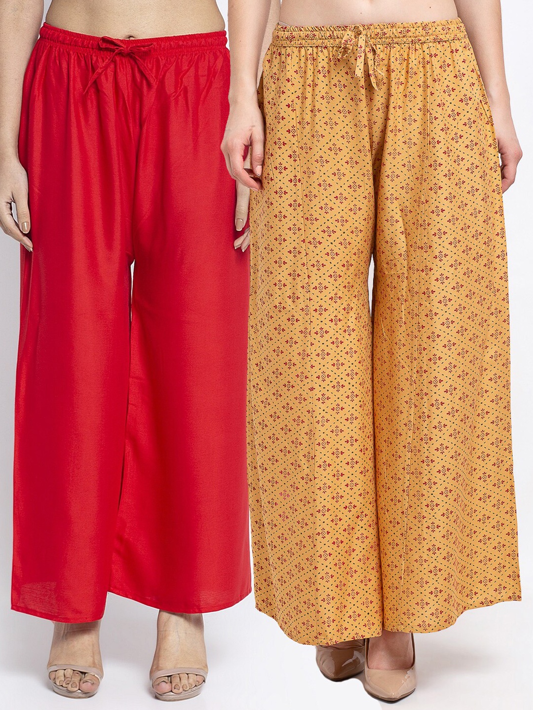 GRACIT Women Pack of 2 Red & Yellow Ethnic Motifs Printed Flared Knitted Ethnic Palazzos
GRACIT Women Pack of 2 Red & Yellow Ethnic Motifs Printed Flared Knitted Ethnic Palazzos