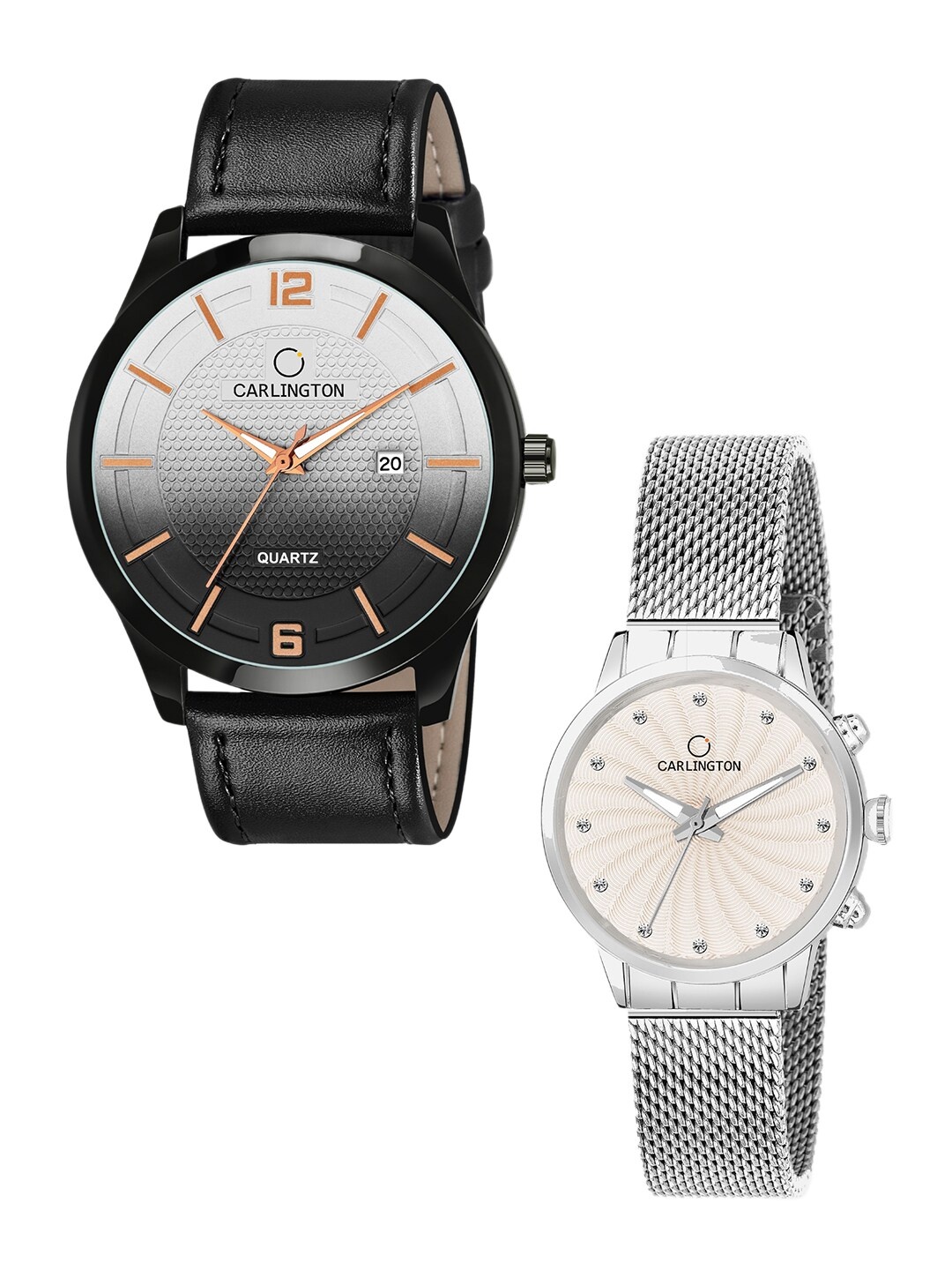 CARLINGTON Unisex Multicoloured Dial & Leather Straps Analogue Watch Set of 2, Black
CARLINGTON Unisex Multicoloured Dial & Leather Straps Analogue Watch Set of 2, Black