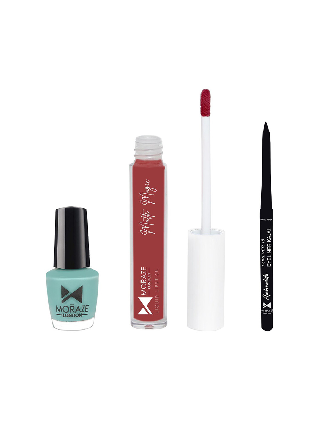 Moraze Combo Pack of Nail Polish (Aquamarine), Kajal, & Lipstick (Sorry Not Sorry), Multi
Moraze Combo Pack of Nail Polish (Aquamarine), Kajal, & Lipstick (Sorry Not Sorry), Multi