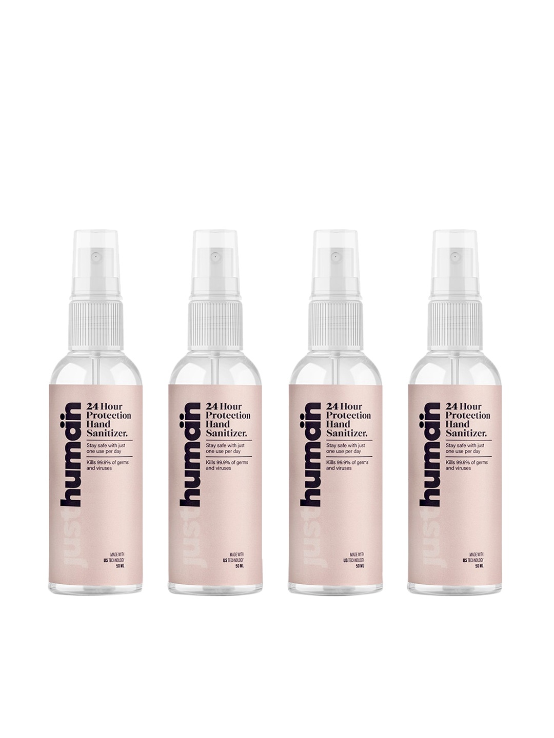 Just Human Unisex Transparent Pack of 4 24-Hour Protection Hand Sanitizer - 50 ml Each
Just Human Unisex Transparent Pack of 4 24-Hour Protection Hand Sanitizer - 50 ml Each