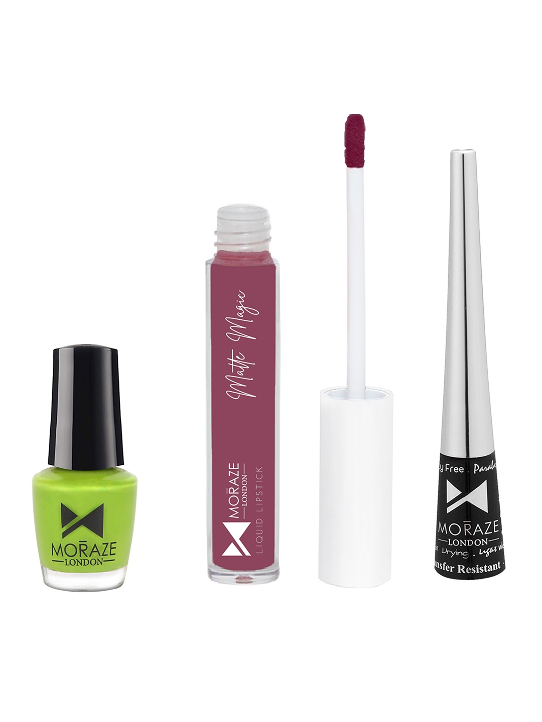 Moraze Combo Pack of Nail Polish (Forest), Eyeliner, & Liquid Lipstick (You Go Gurl), Multi
Moraze Combo Pack of Nail Polish (Forest), Eyeliner, & Liquid Lipstick (You Go Gurl), Multi