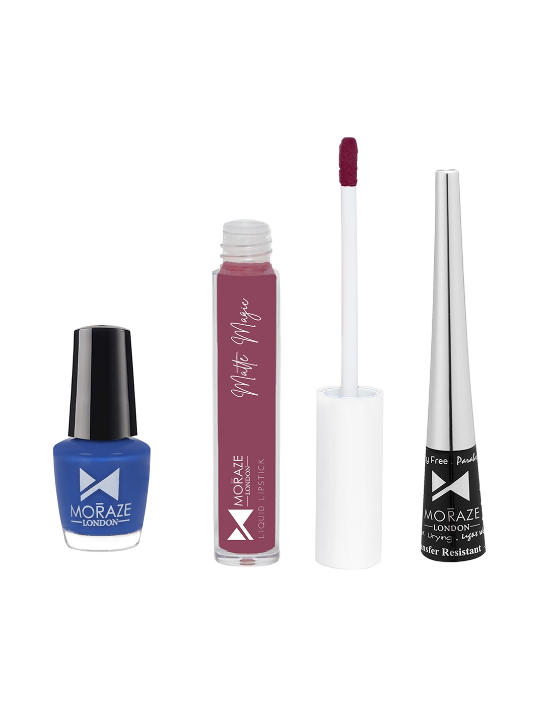 Moraze Combo Pack of Nail Polish (Hydrogen), Eyeliner, & Liquid Lipstick (You Go Gurl), Multi
Moraze Combo Pack of Nail Polish (Hydrogen), Eyeliner, & Liquid Lipstick (You Go Gurl), Multi