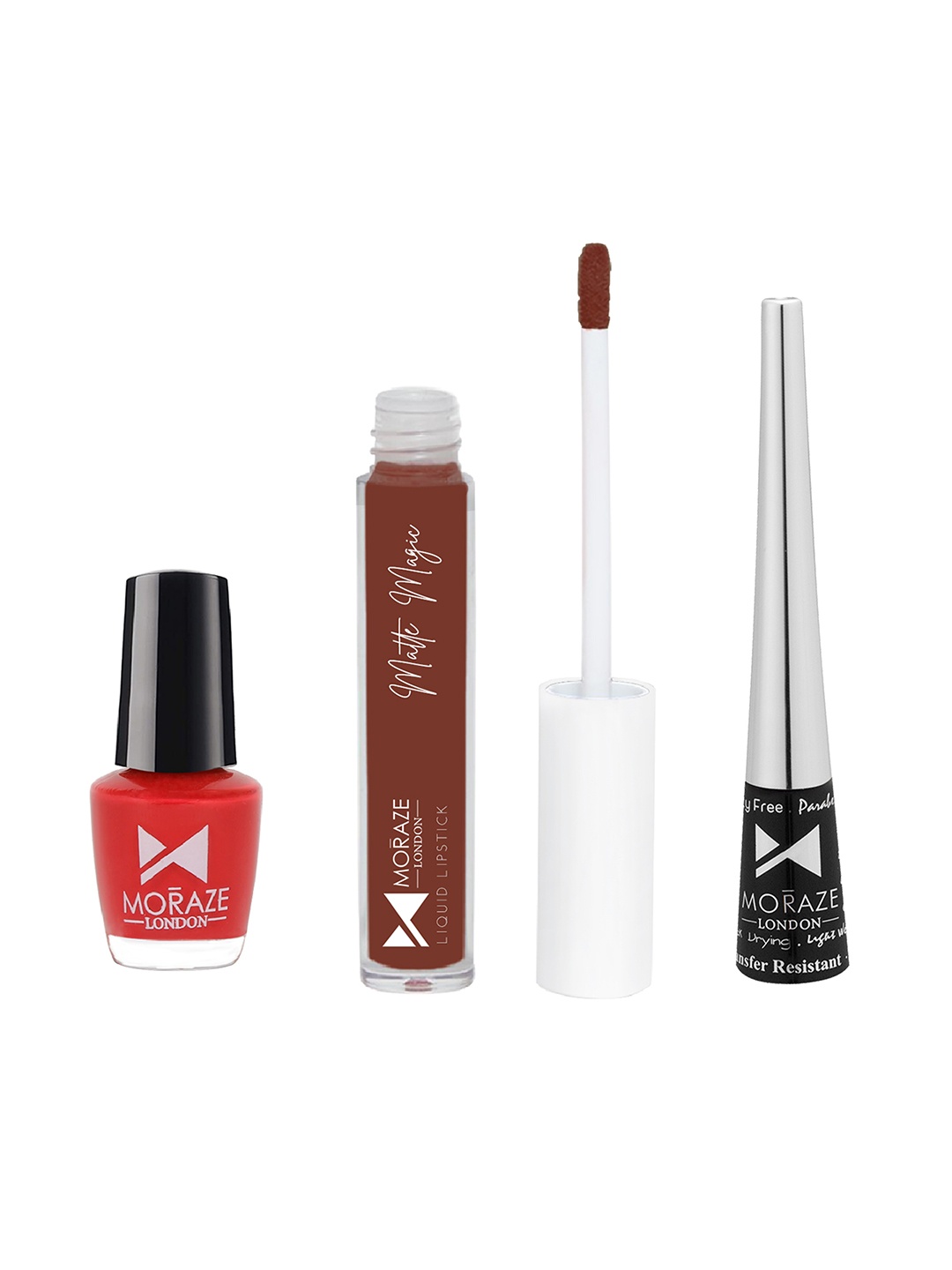 Moraze Combo Pack of Nail Polish Moon Purple, Eyeliner, & Liquid Lipstick Invisible Kiss, Multi
Moraze Combo Pack of Nail Polish Moon Purple, Eyeliner, & Liquid Lipstick Invisible Kiss, Multi