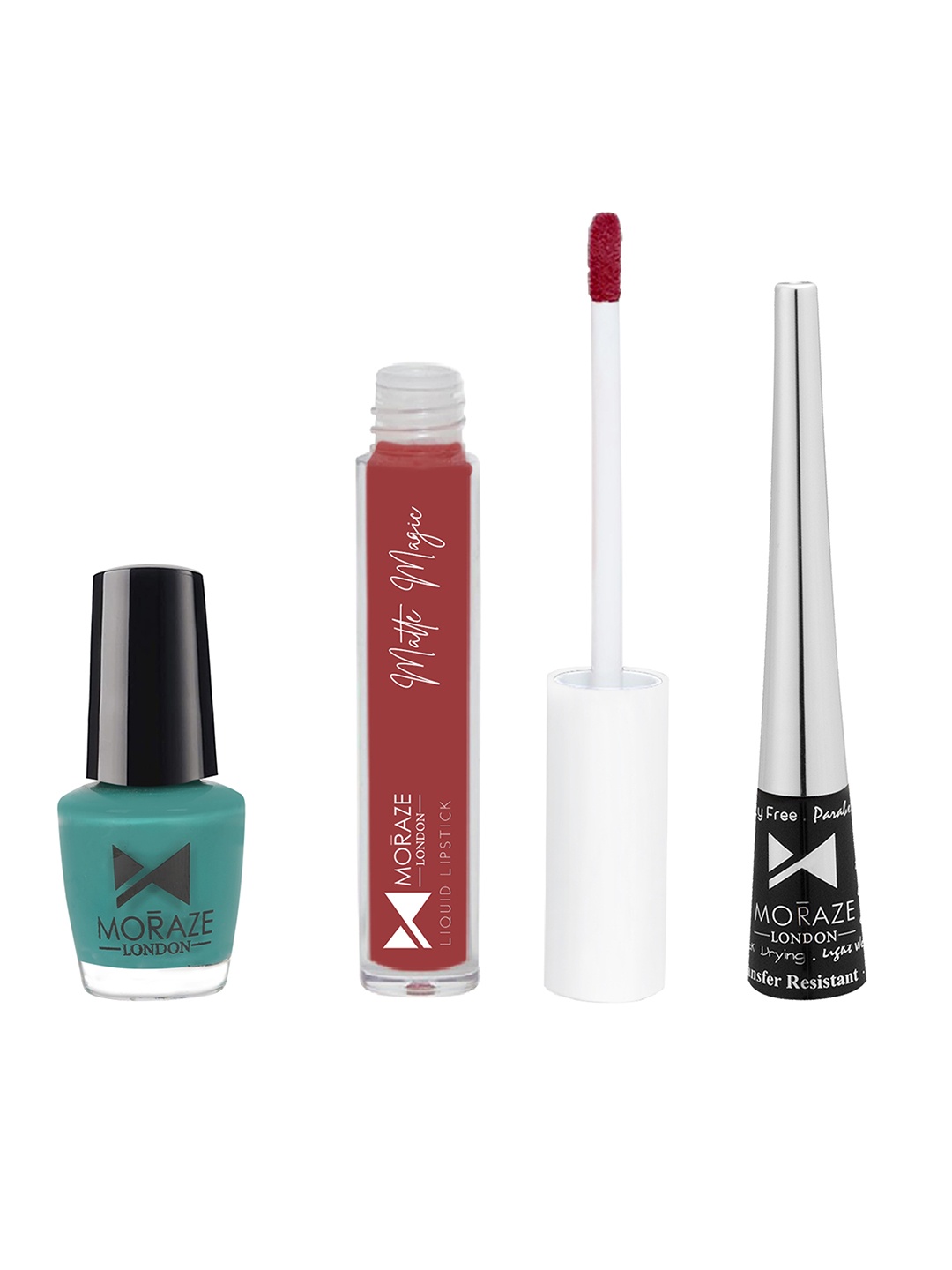 Moraze Woman Combo Pack of Nail Polish Lagoon,Eyeliner& Liquid Lipstick Sorry Not Sorry, Multi
Moraze Woman Combo Pack of Nail Polish Lagoon,Eyeliner& Liquid Lipstick Sorry Not Sorry, Multi