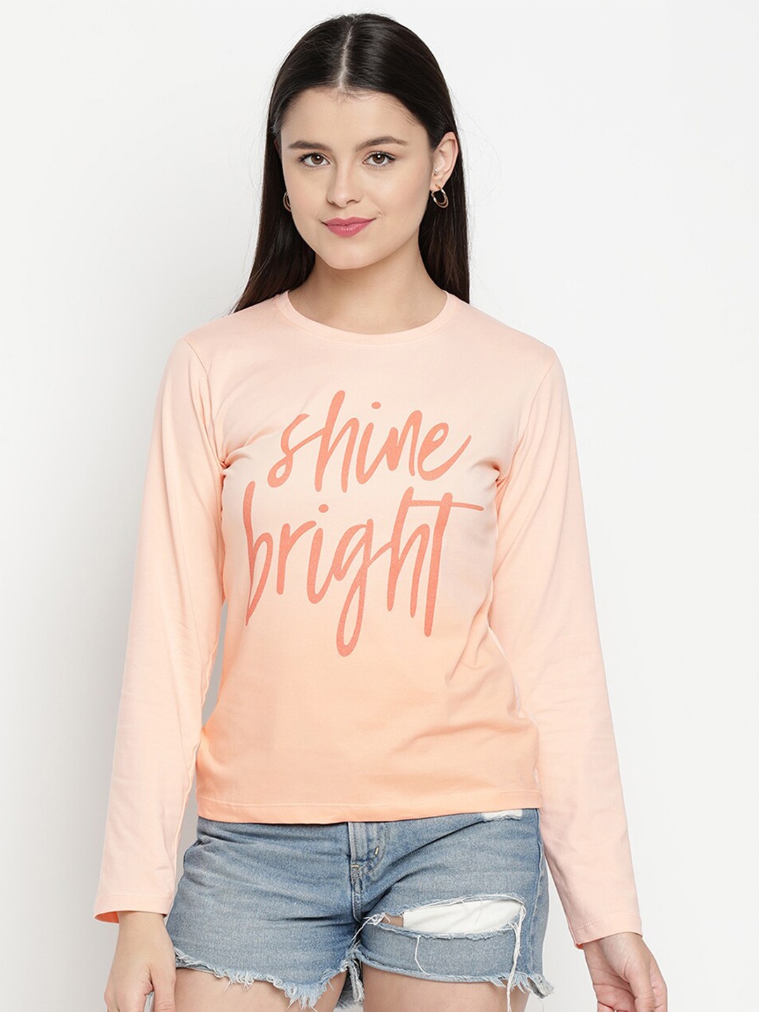 V2 Value & Variety Peach-Coloured Regular Top