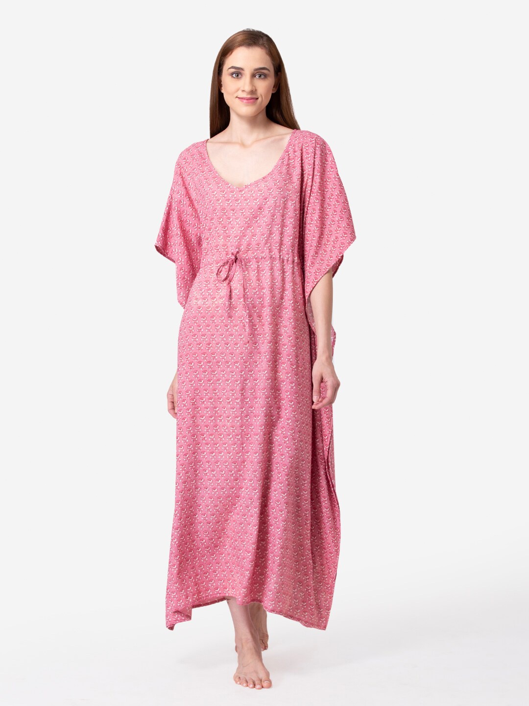 ETC Pink Printed Maxi kaftan Nightdress