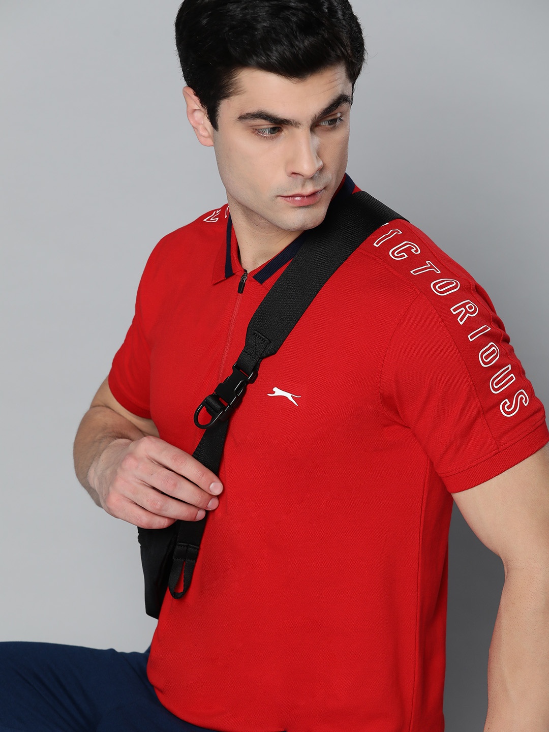 Slazenger Men Red Polo Collar T-shirt